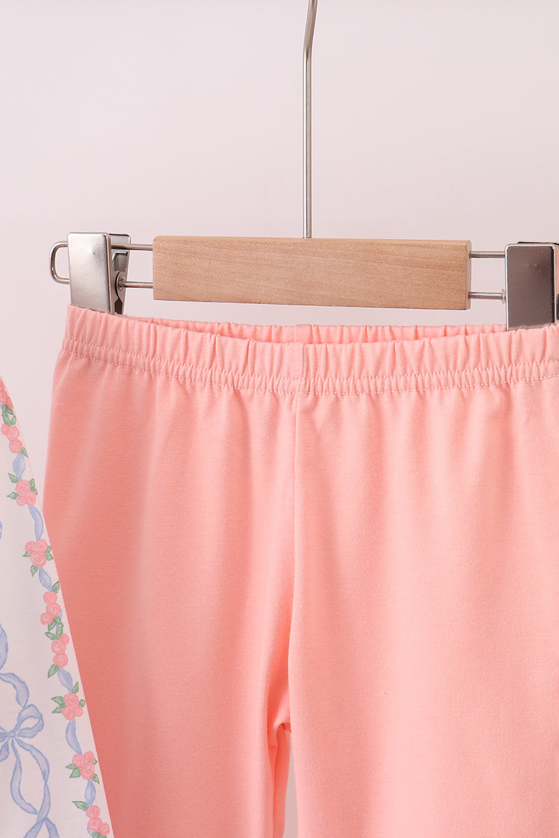 Pink floral bow embroidery set