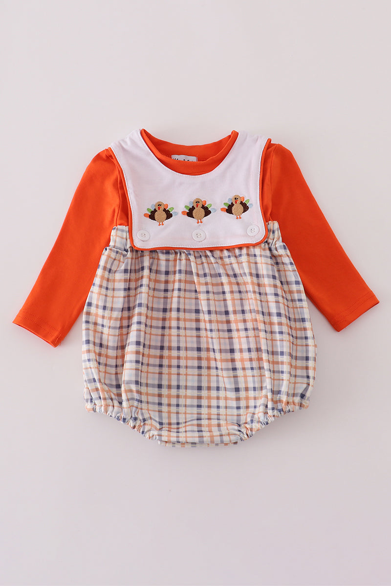 Orange turkey embroidery bubble set