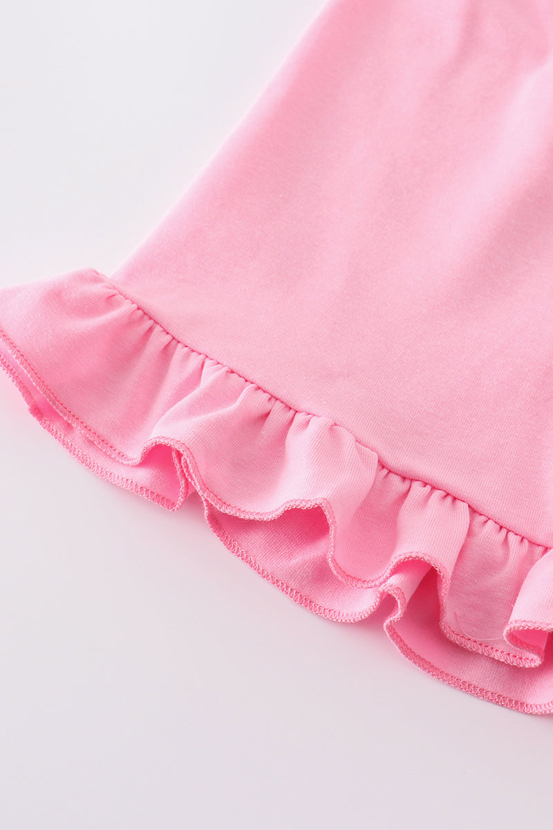 Pink cross embroider smocked set