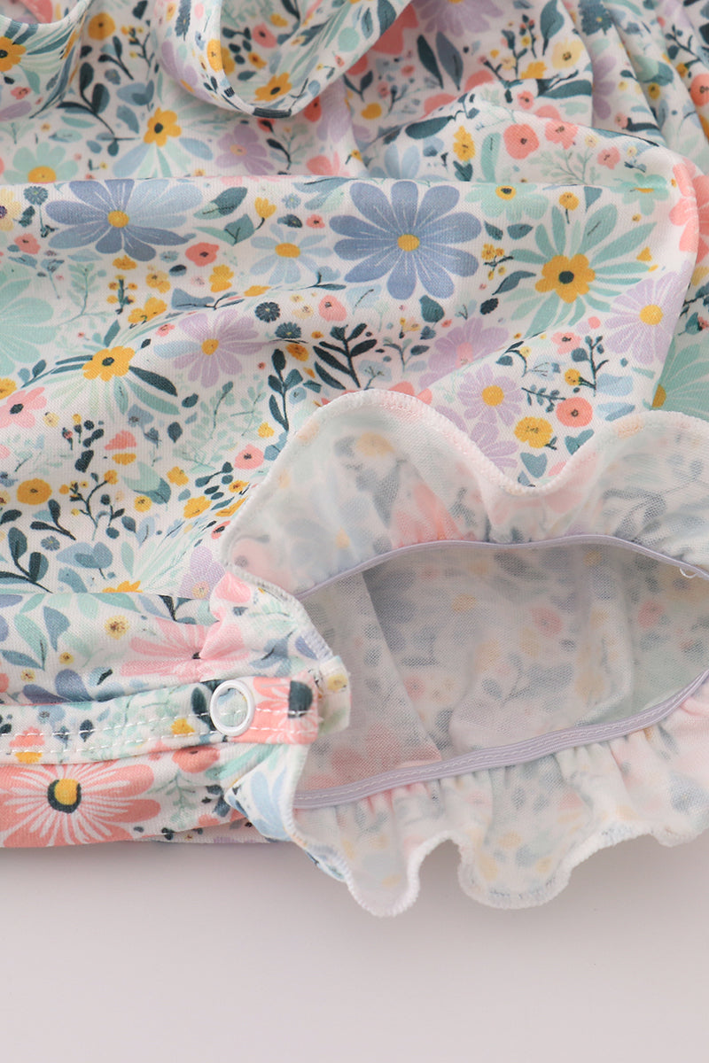 Pink floral character applique bubble