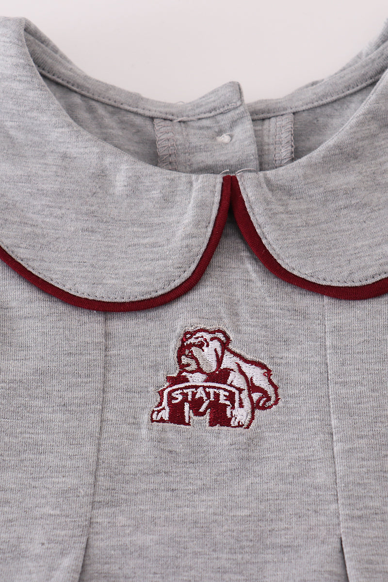 Maroon Mississippi embroidery ruffle pants set