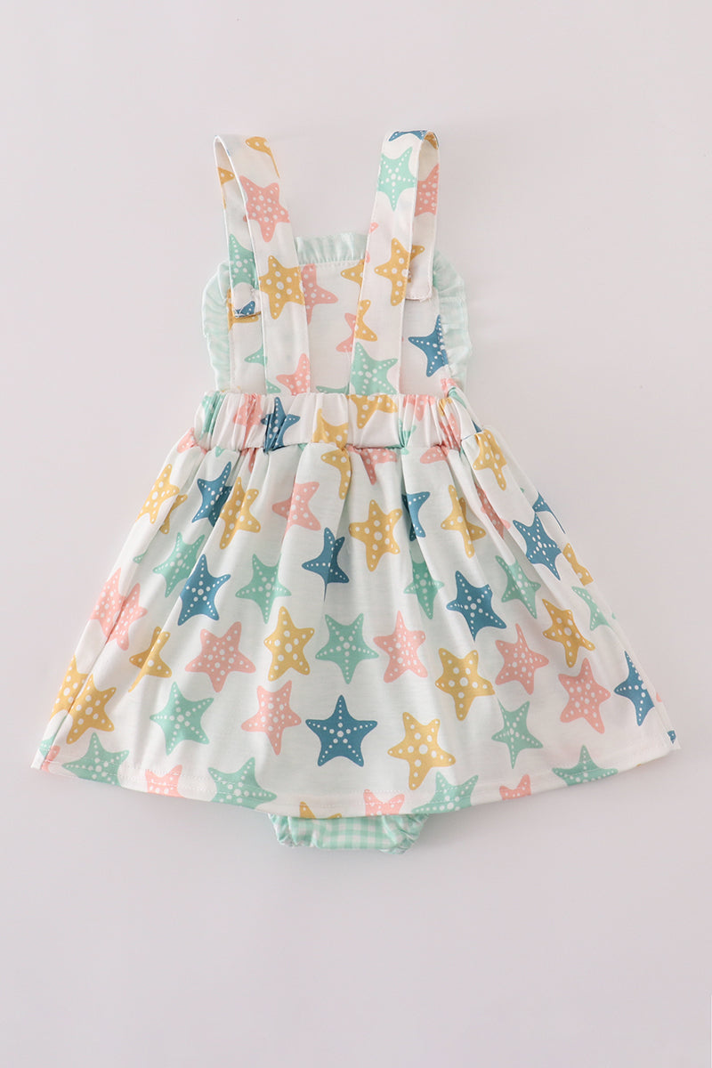 Blue seashell bow ruffle bubble