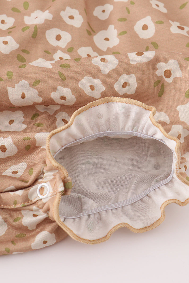 Mustard & mint floral print ruffle bubble