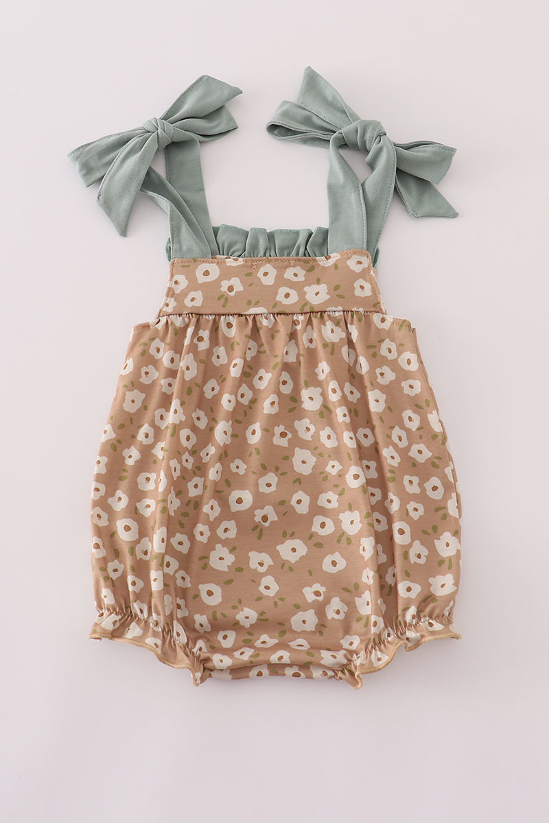Mustard & mint floral print ruffle bubble
