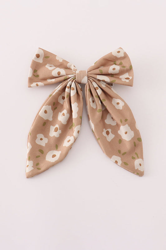 Mustard & mint floral print hair sailor bow