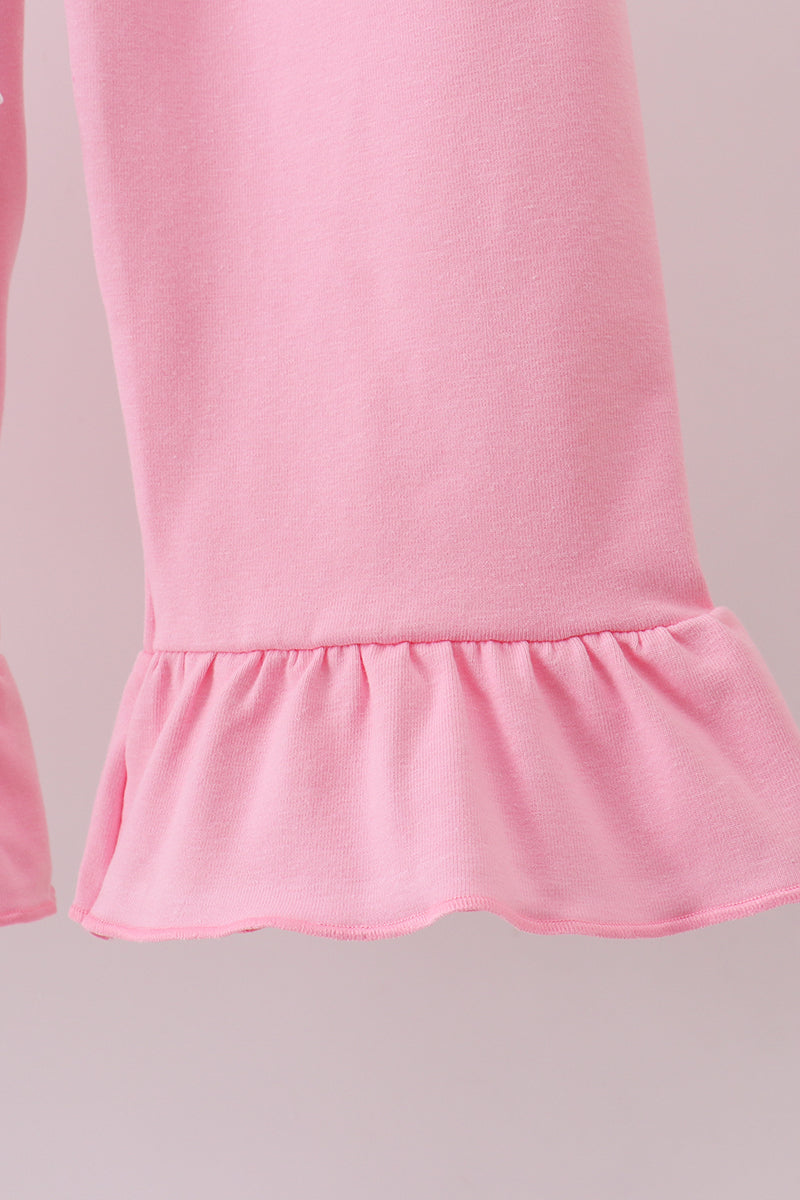 Multicolored heart smocked ruffle pants set