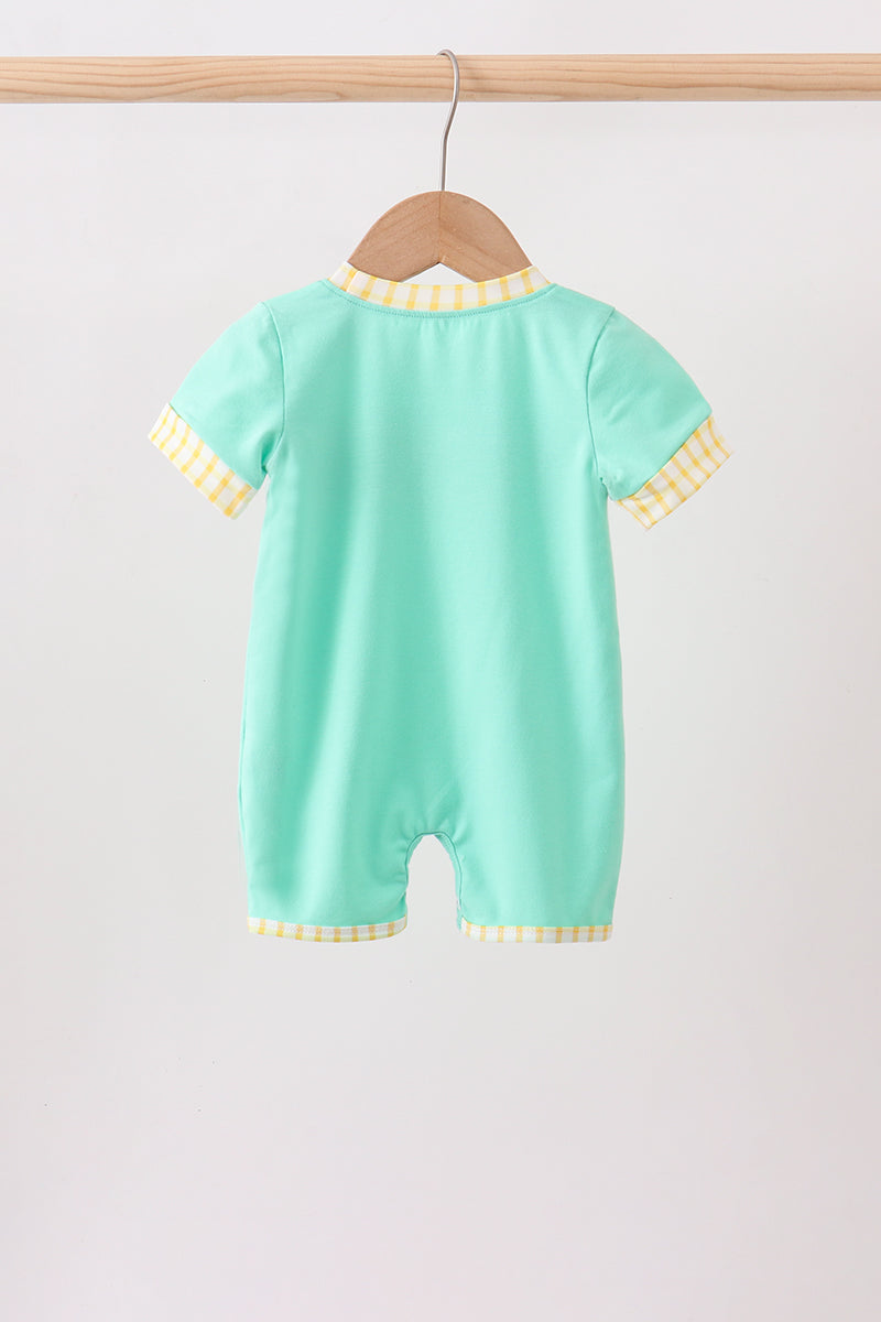 Mint Honey Bear Embroidered Romper