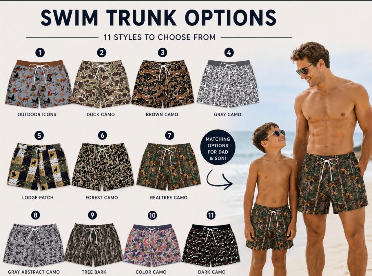DADS pick your pattern swim shorts