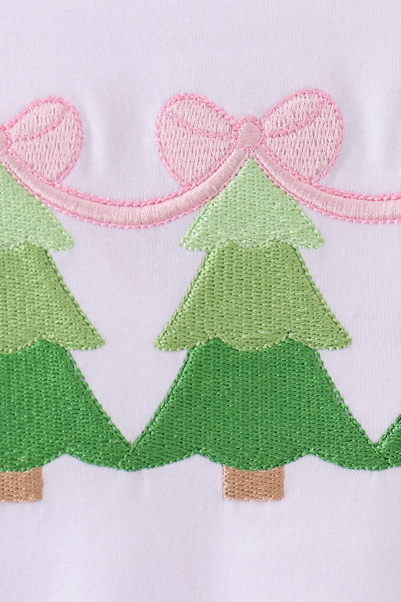 Pink christmas tree embroidery bloomer set