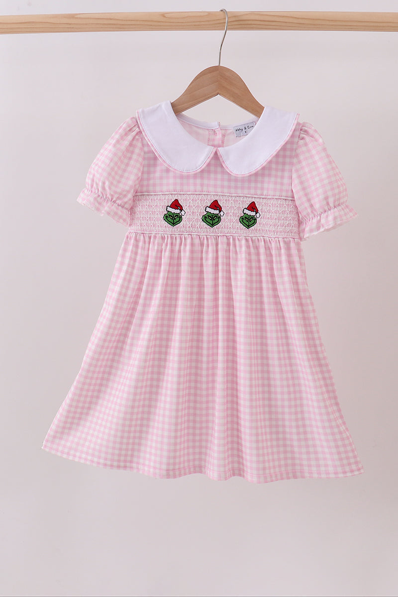 Pink grinch smocked dress