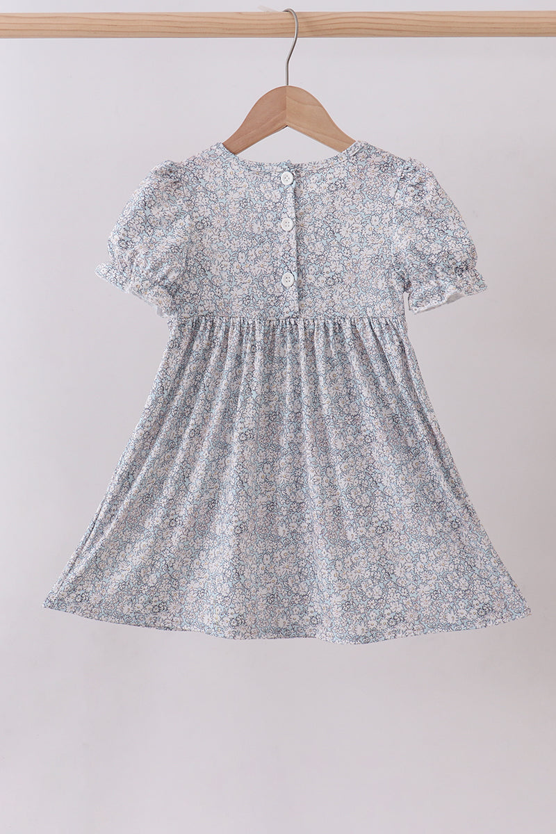 Floral bunny smocked dress