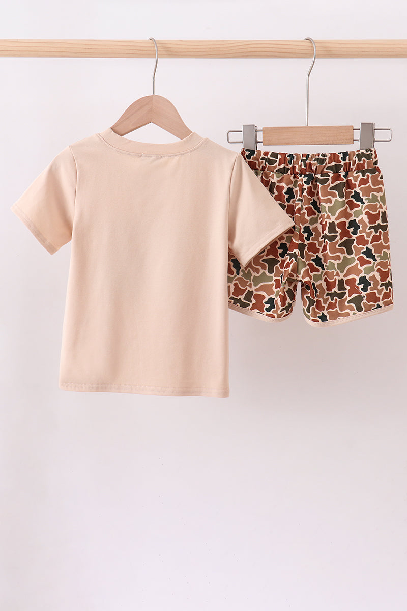 Camouflage crab applique shorts set