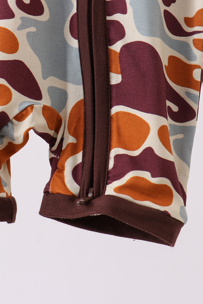 Camouflage print bamboo pajama romper