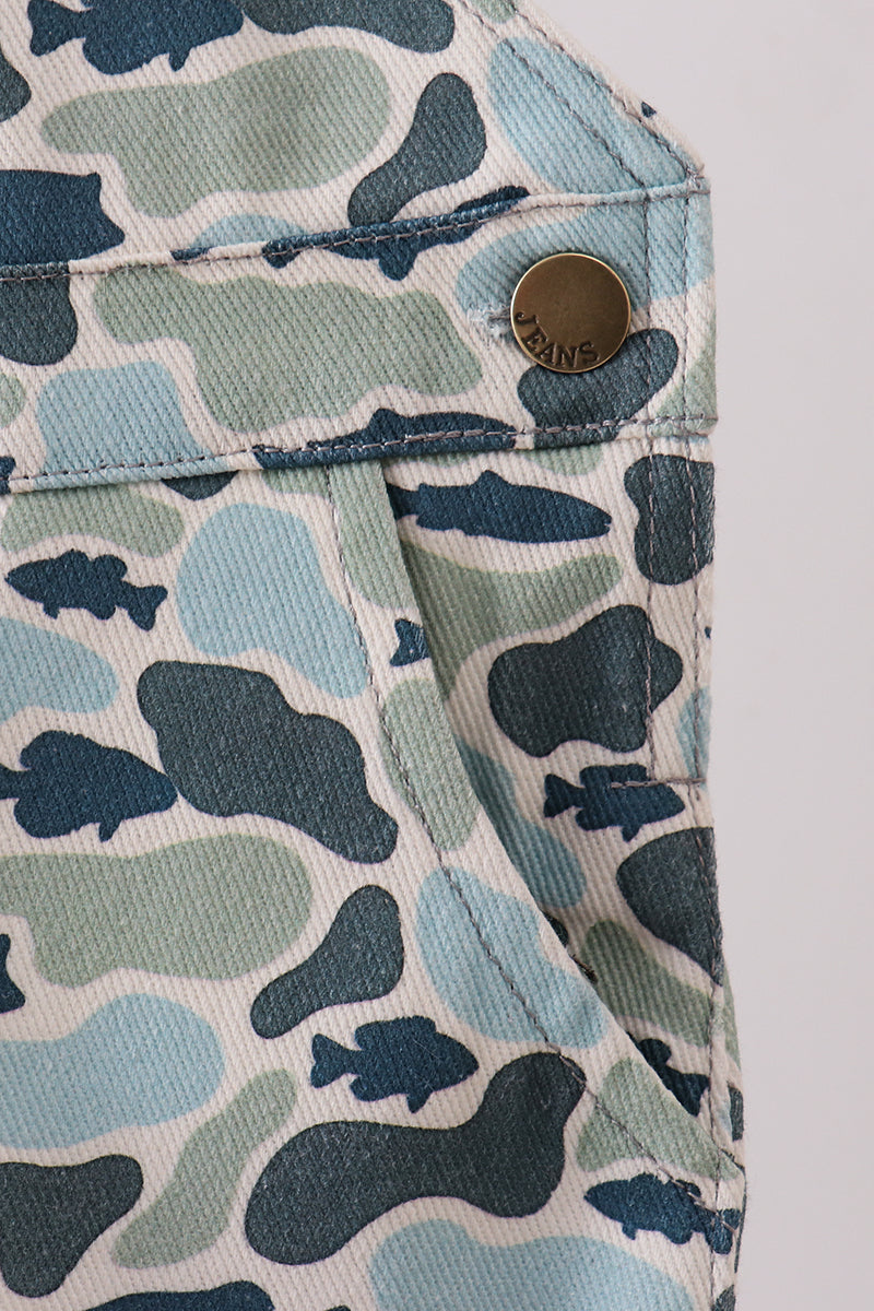 Camouflage denim overall