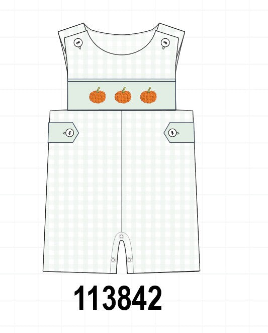 Sage pumpkin embroidery gingham jon jon