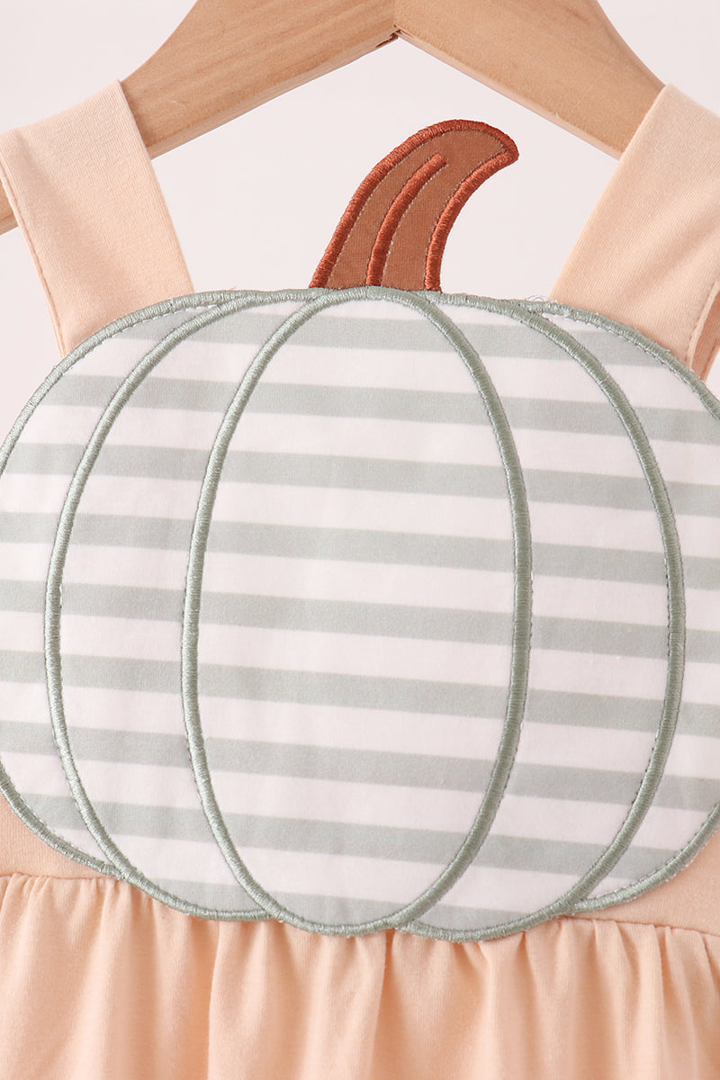Khaki pumpkin applique romper