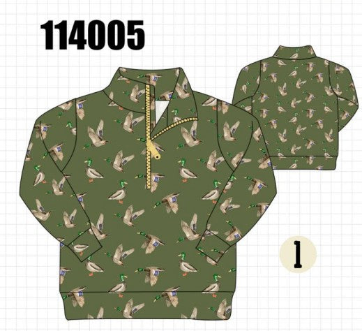 Green mallard zip pullover