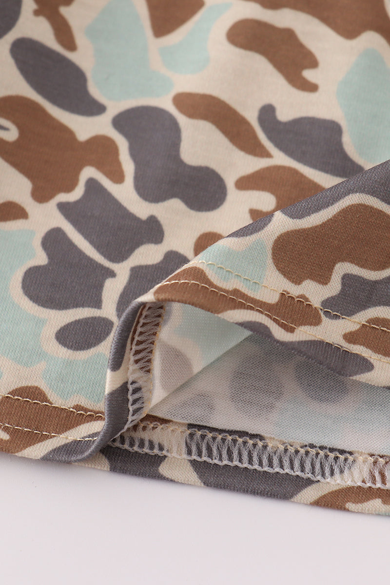 Black camouflage pumpkin applique ruffle dress