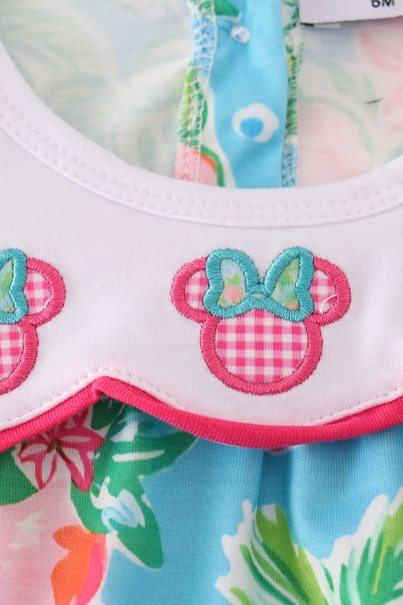 Green floral character applique bubble