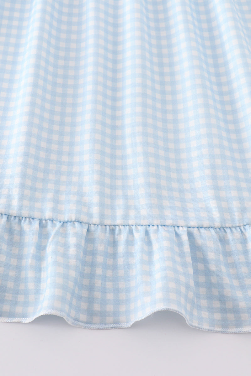 Gingham star embroidery dress