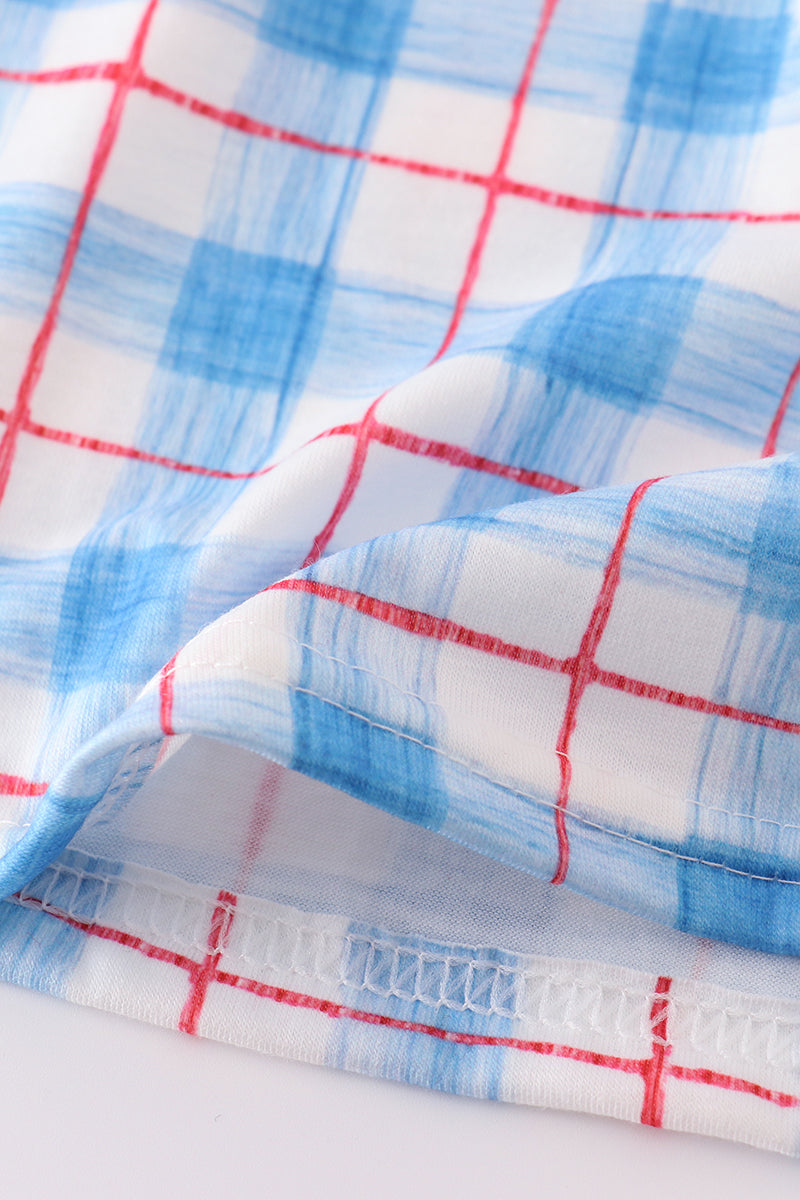 Flag embroidery smocked dress