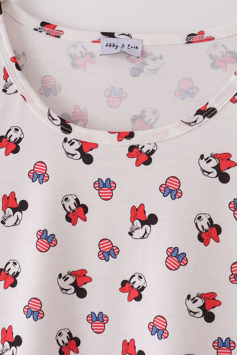 Character print bow applique mom&me dress