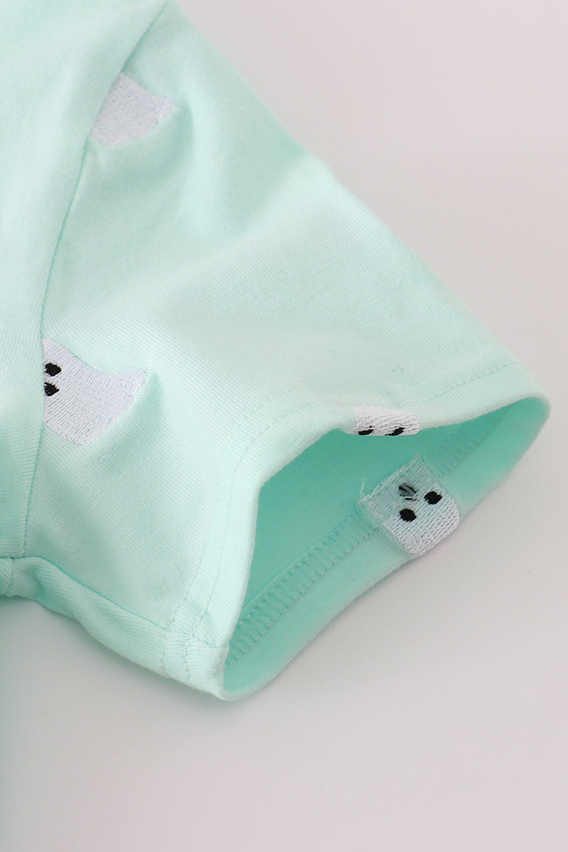 Green ghost embroidery top