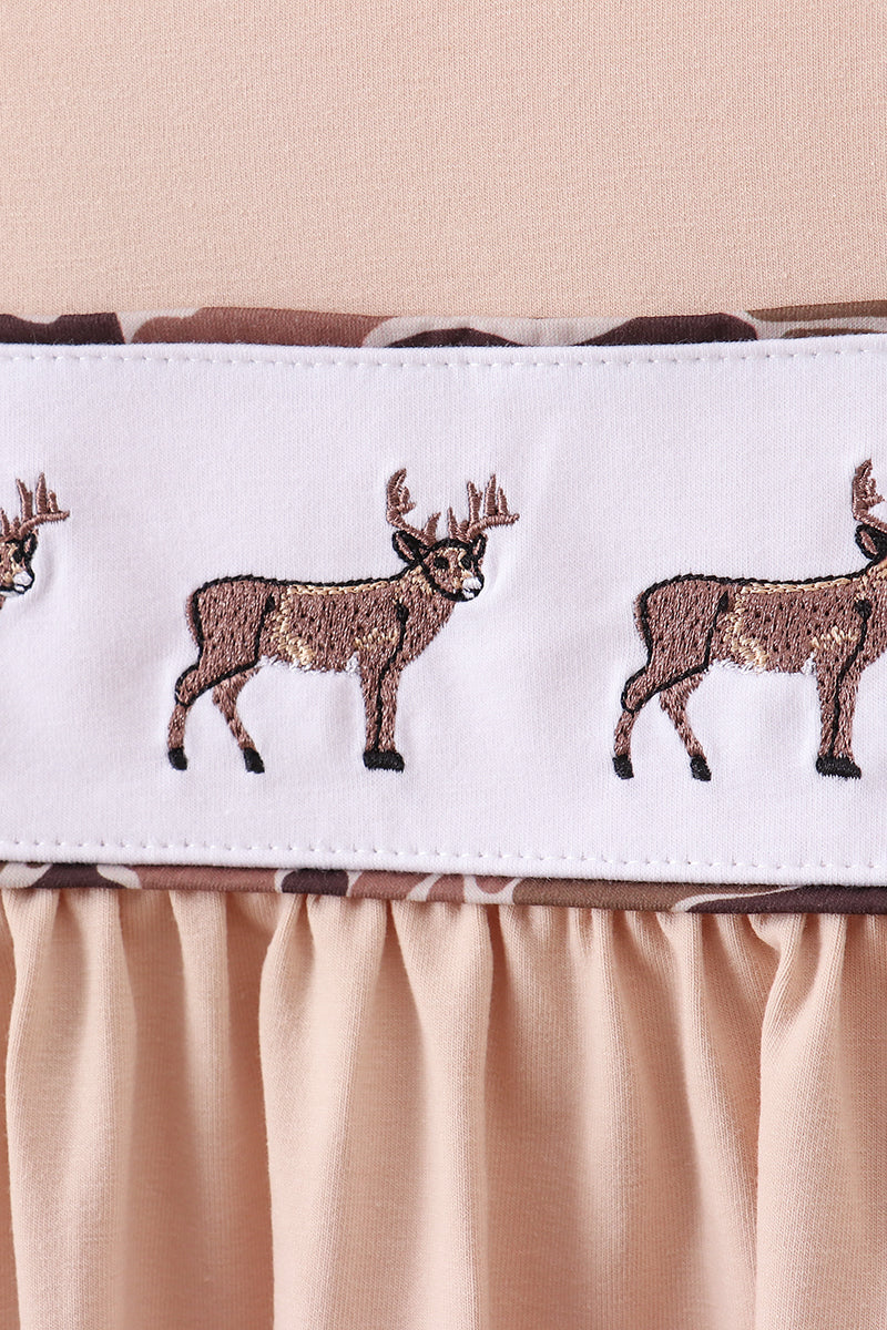 Camouflage deer embroidery ruffle pants set