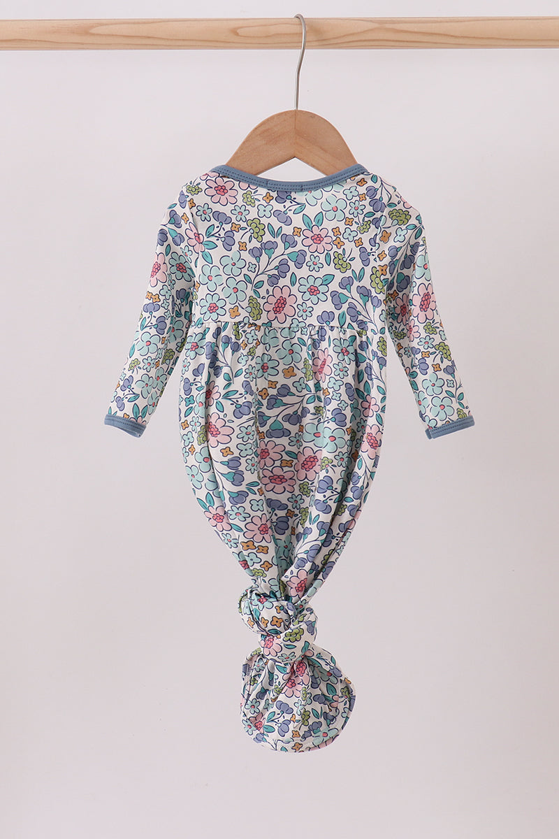 Blue floral blessed embroidery gown