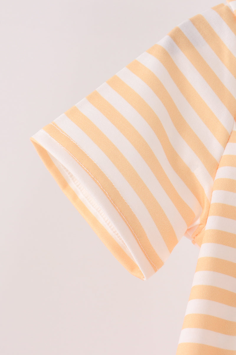 Pumpkin embroidery stripe top