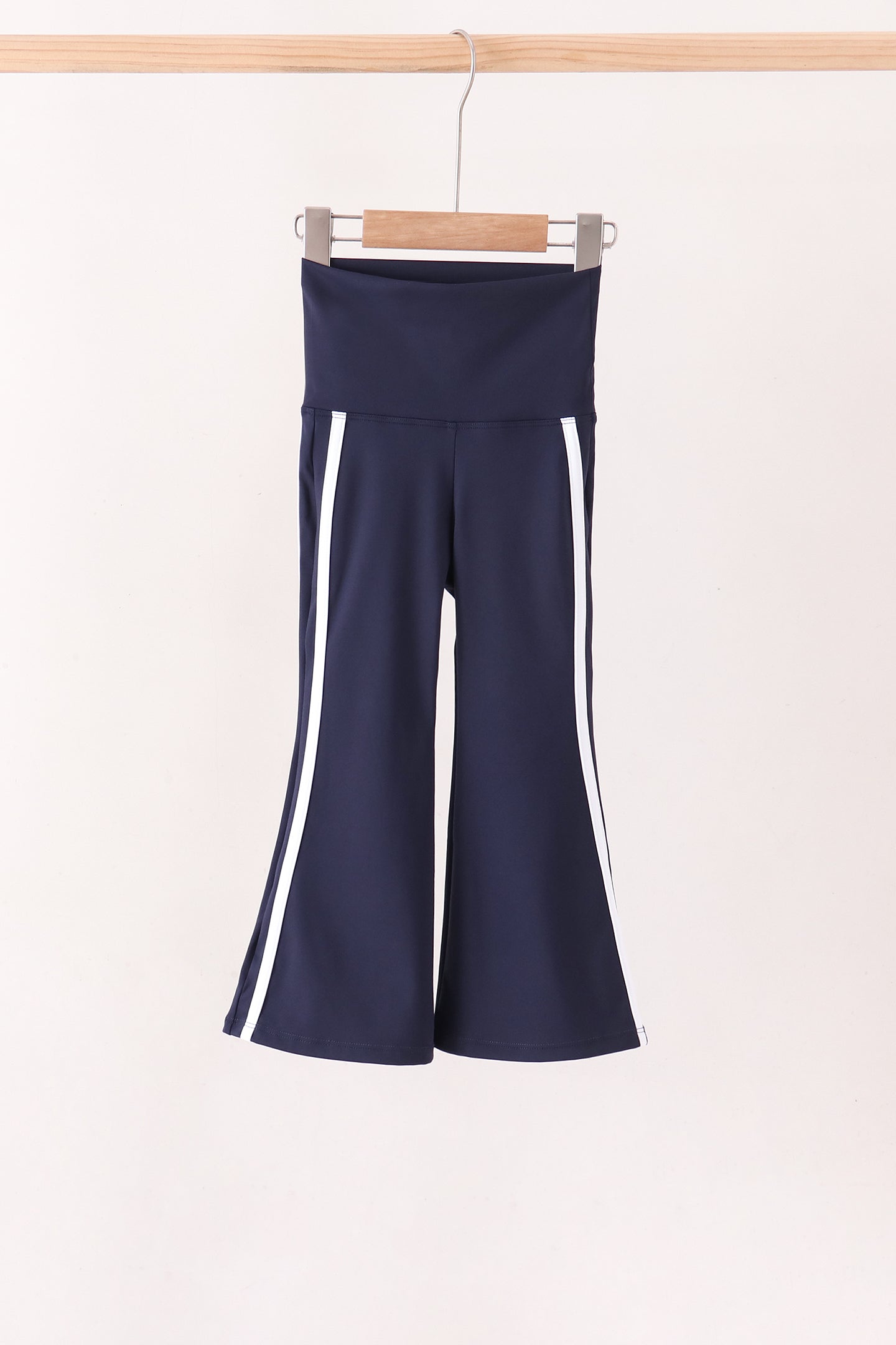 Navy Flare Double Side Stripe Active Pants