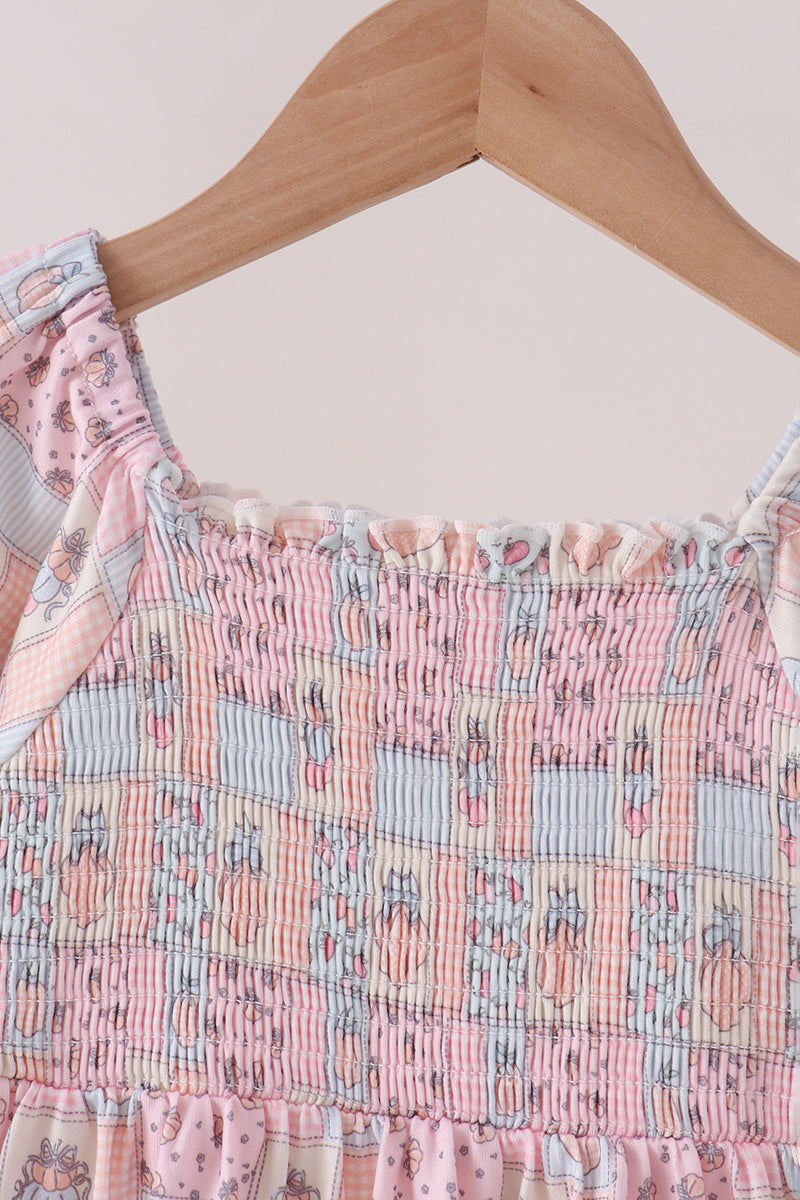 Pink pumpkin smocked mom&me dress