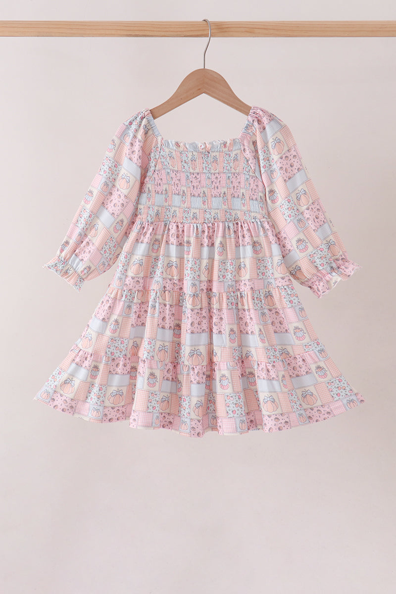 Pink pumpkin smocked mom&me dress