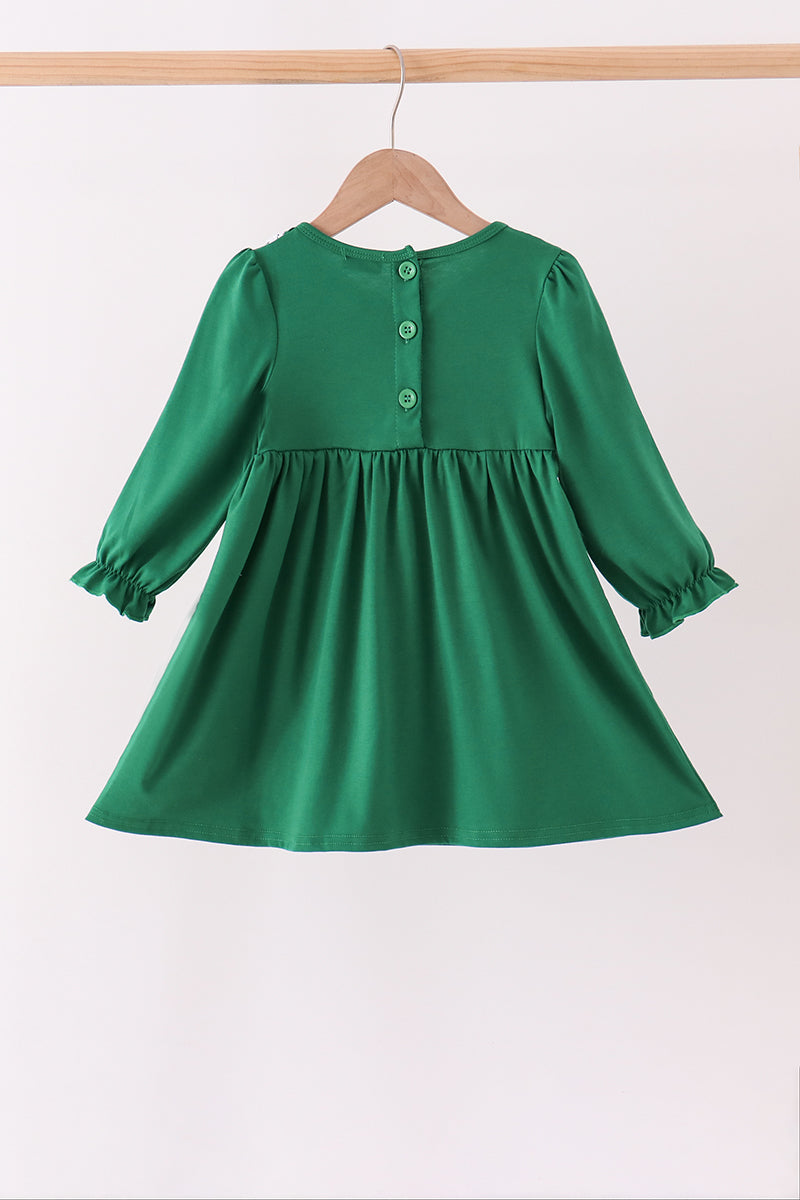 Forest bow smocked ruffle dress