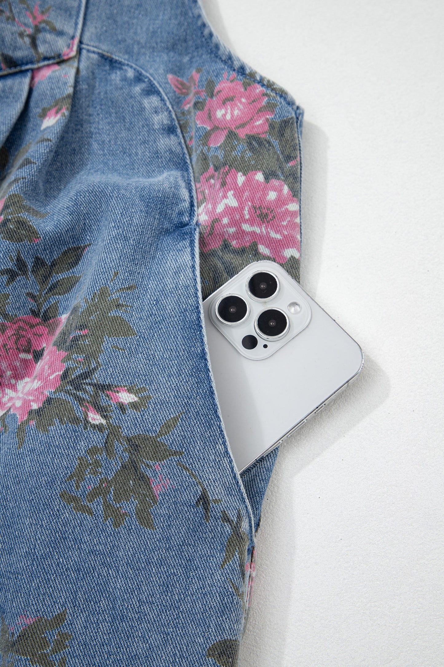 Myosotis Floral Print Denim Shortalls
