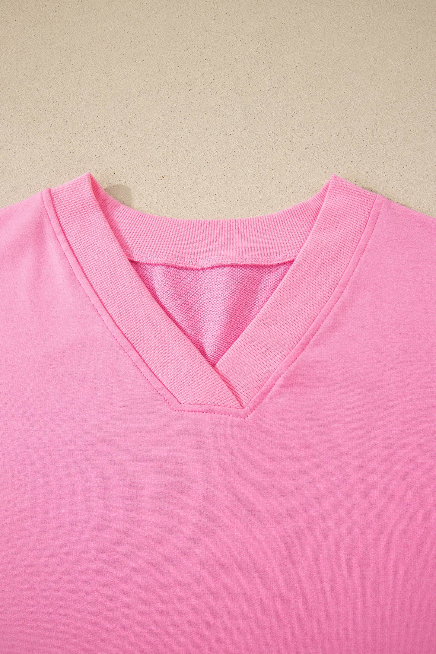 Sachet Pink V Neck Short Sleeve Top Drawstring Shorts 2pcs Set