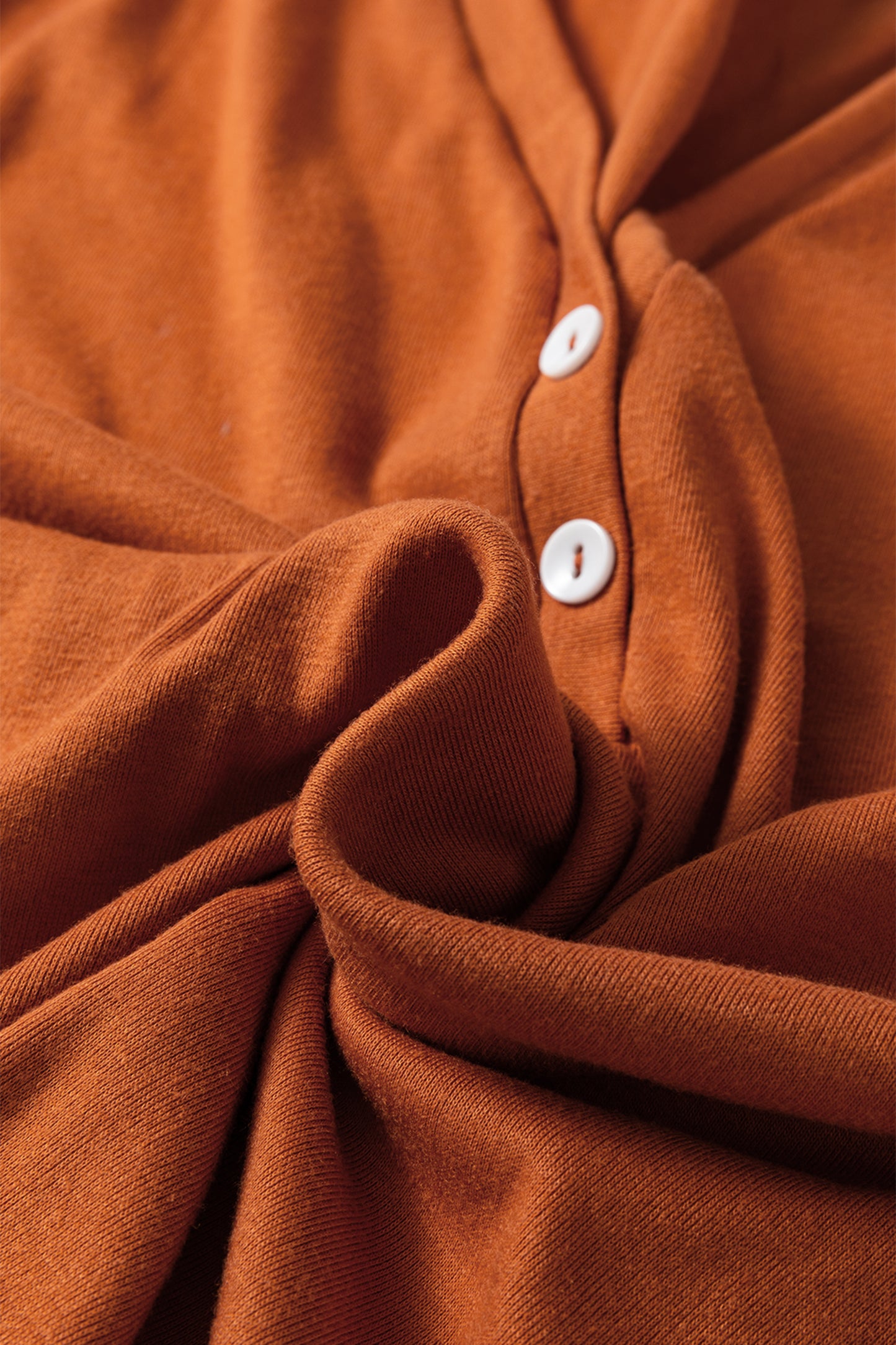 Orange Contrast Stitching Buttoned V Neck Half Sleeve Top and Drawstring Flare Pants Set