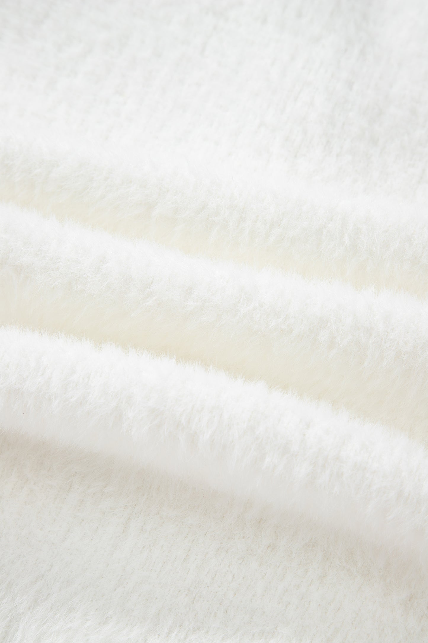 White Fuzzy Buttoned Front Midi Solid Cardigan