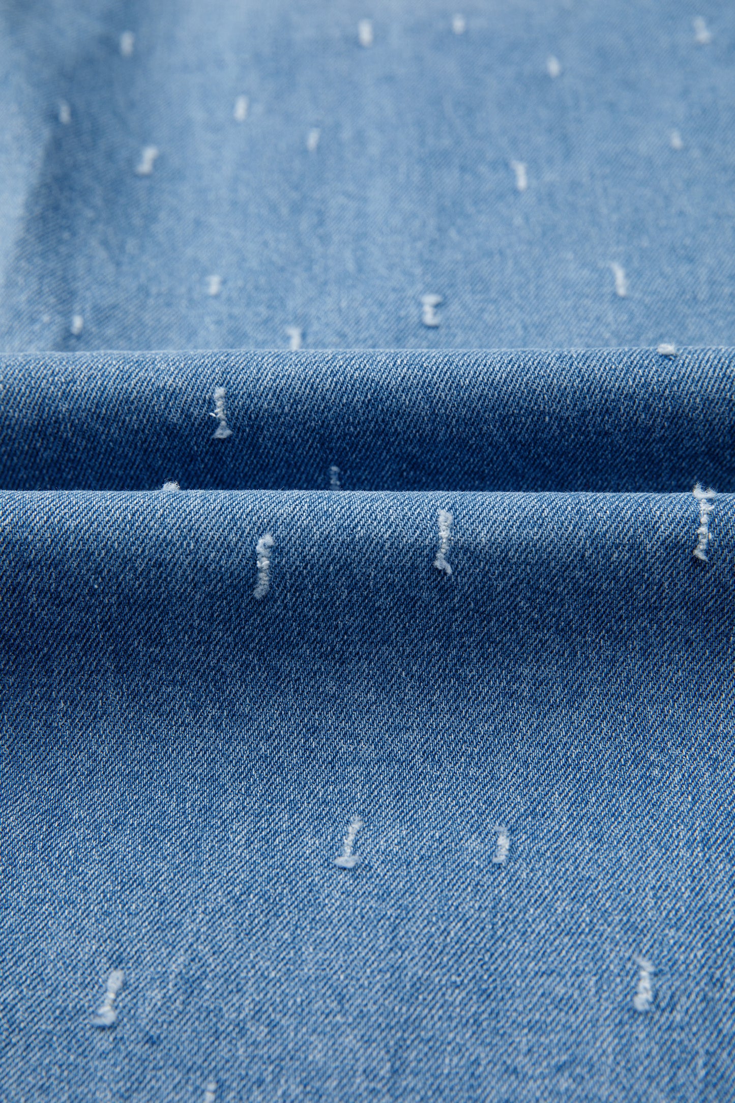 Mist Blue Distressed Detail Tummy Control Raw Hem Jeans