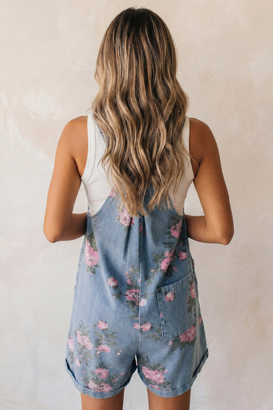 Myosotis Floral Print Denim Shortalls
