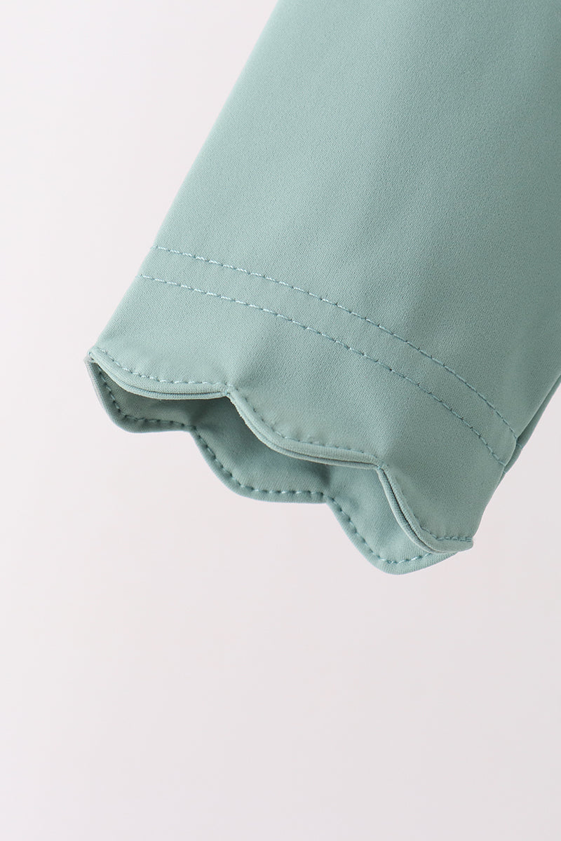 Sage scallped zipper active set