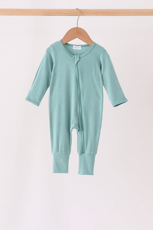Sage zipper bamboo romper