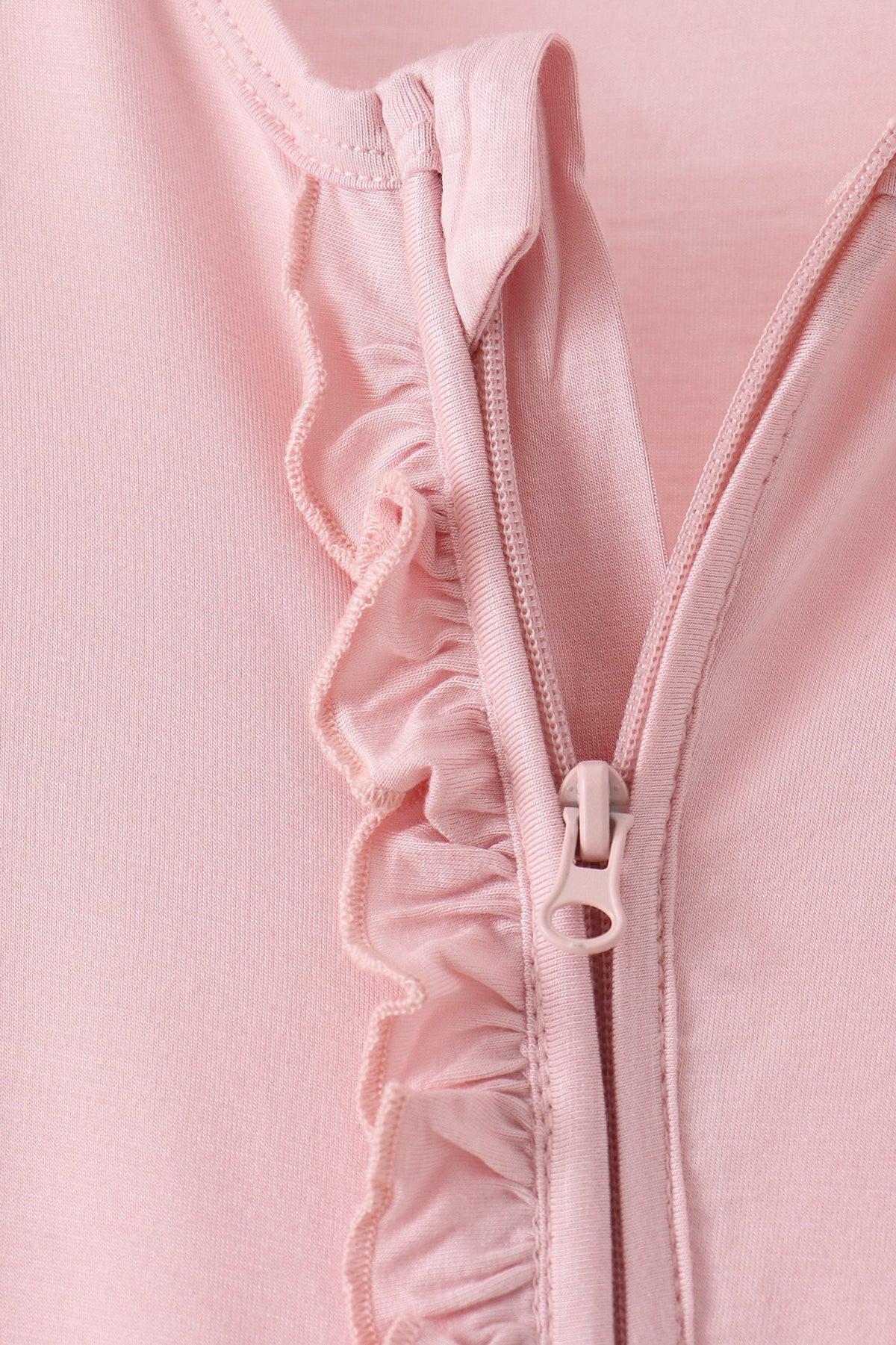 Pink ruffle zipper bamboo anti-slip romper – view 4