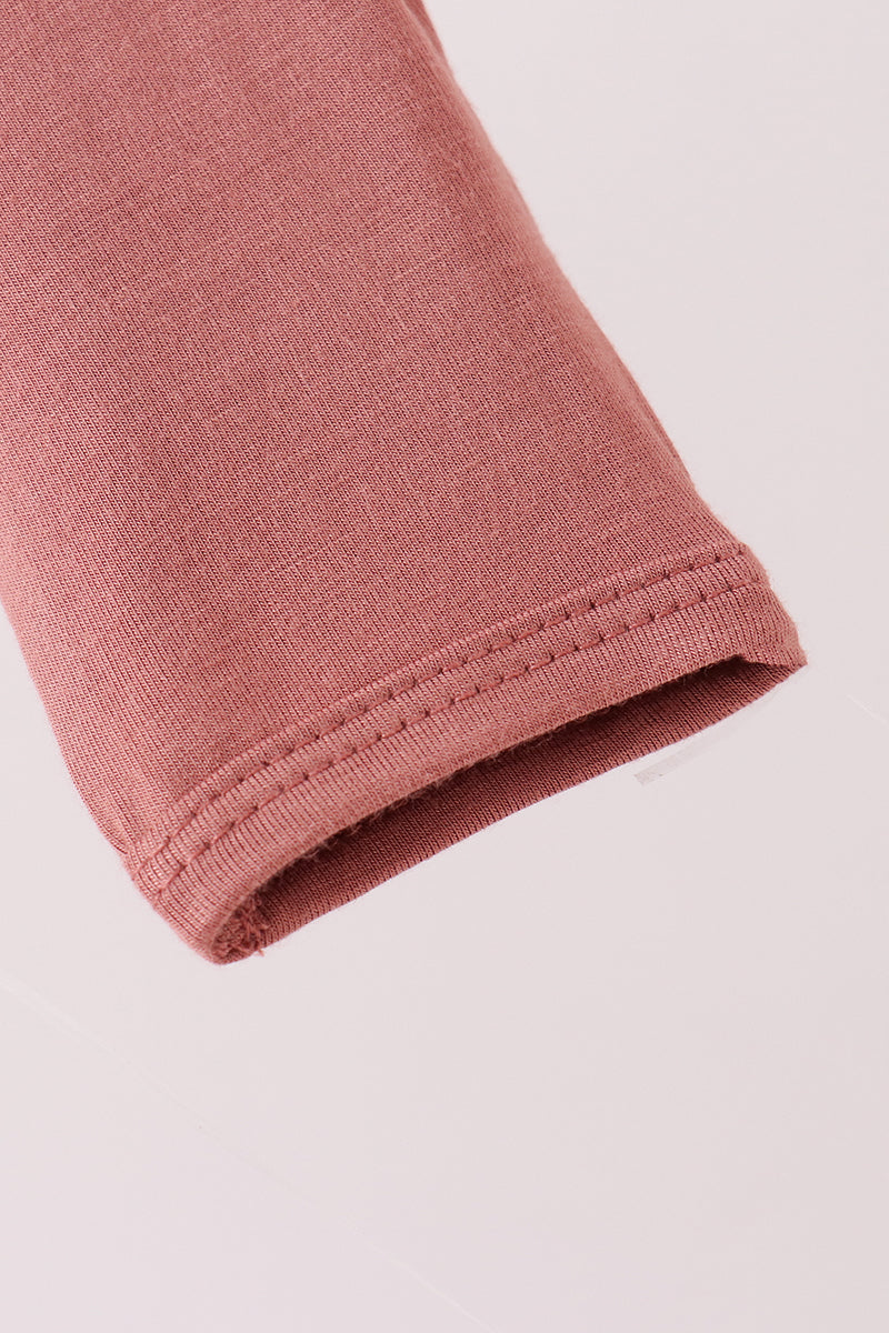 Dusty rose ruffle zipper bamboo romper – view 3