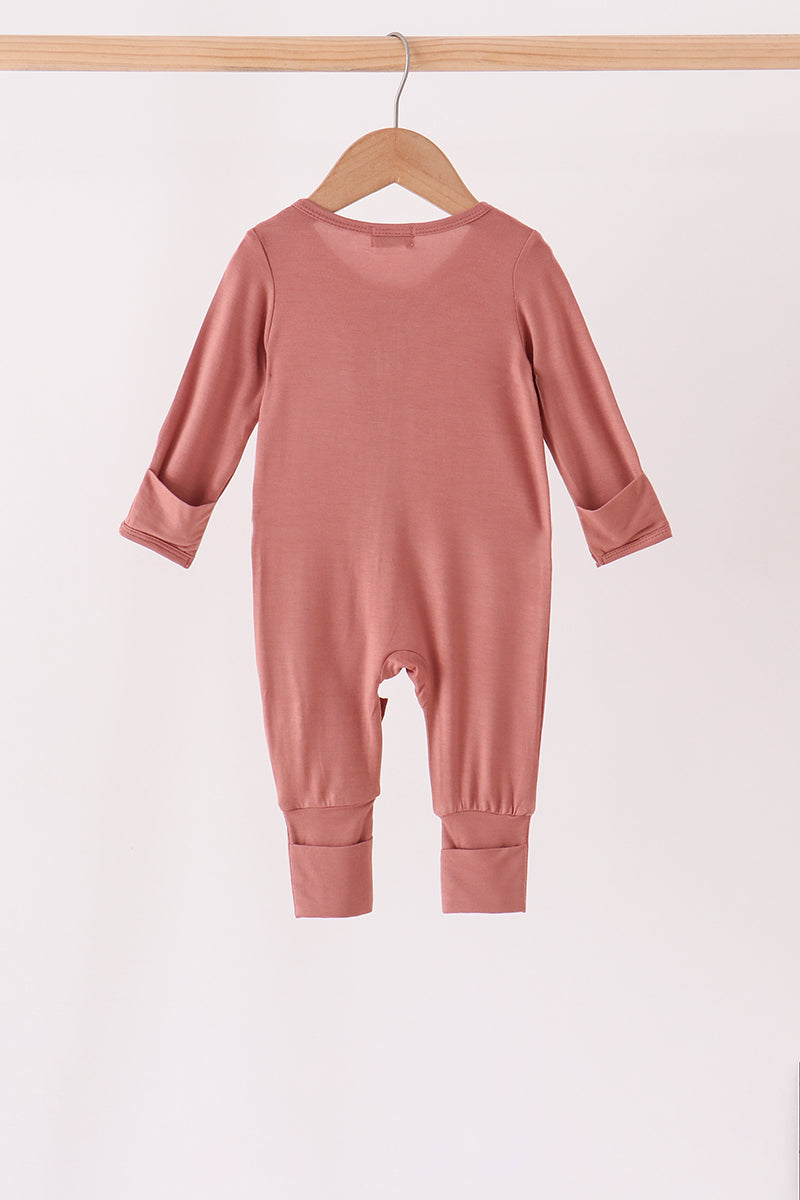 Dusty rose ruffle zipper bamboo romper – view 5