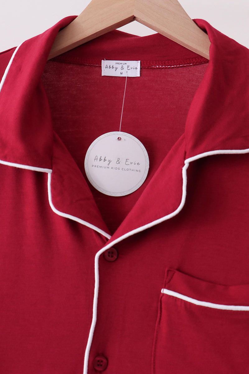 Burgundy bamboo mom pajama set – view 2