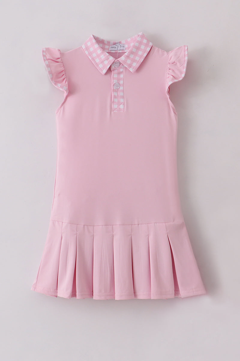 Pink active ruffle dress set