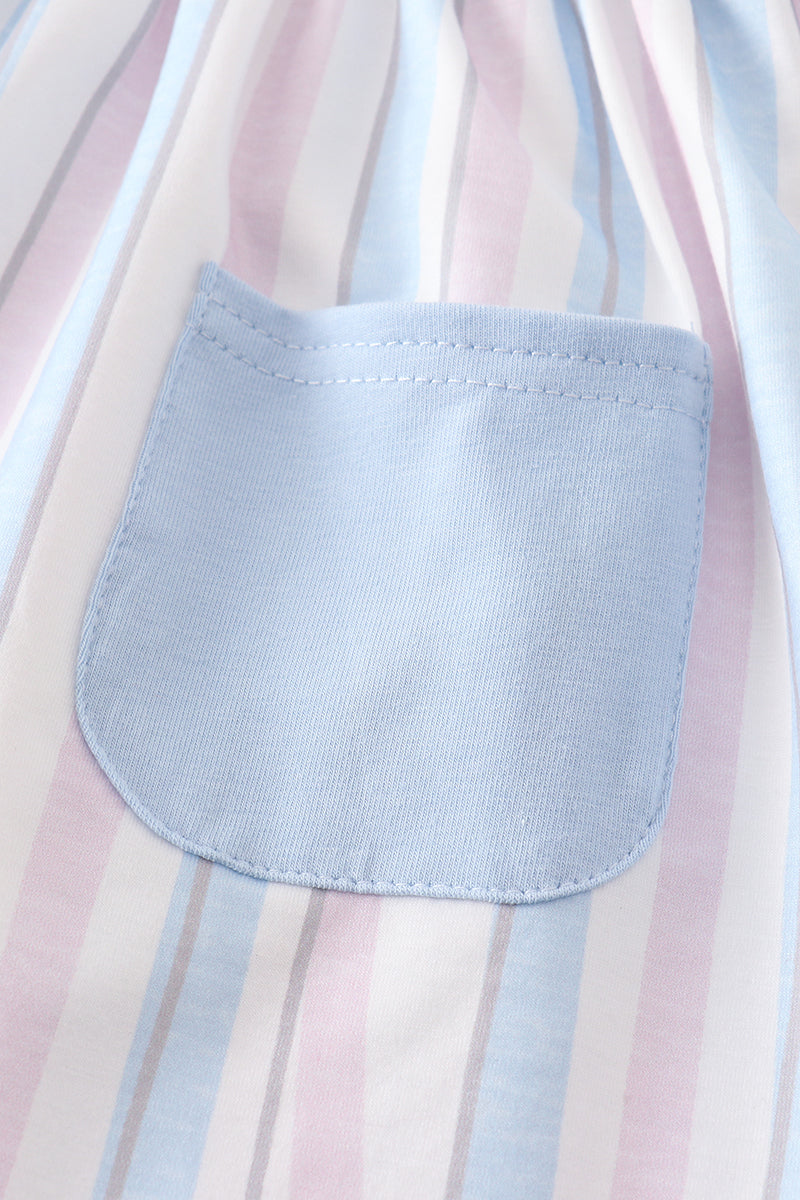 Crab french knot stripe girl set