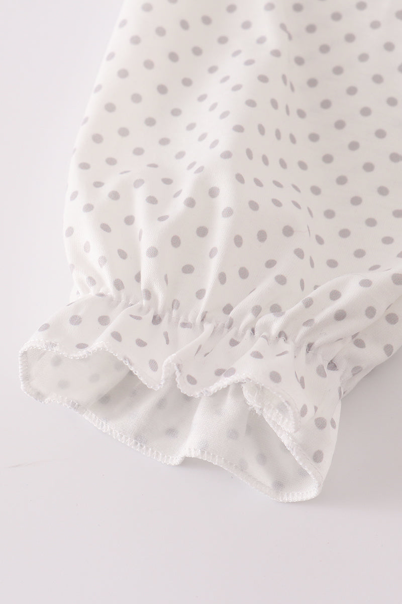 Maroon Alabama embroidery dot ruffle pants set