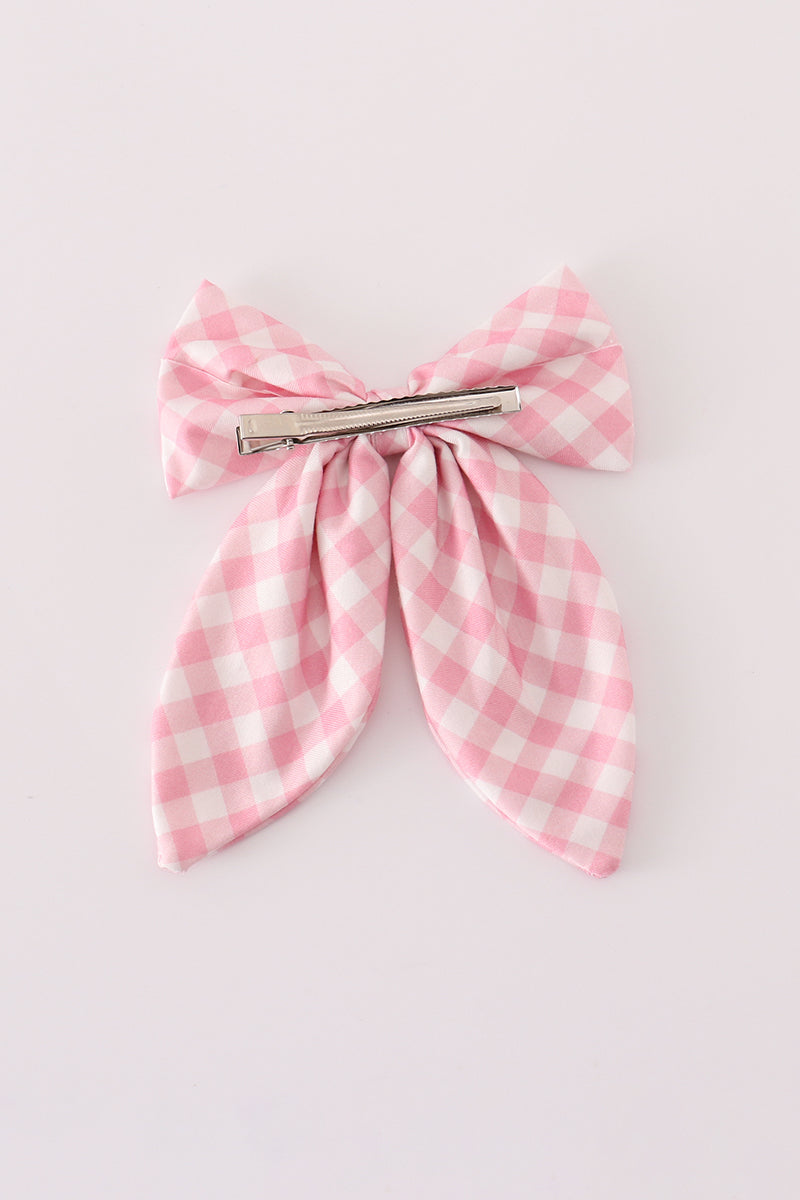 Pink gingham sailor bow